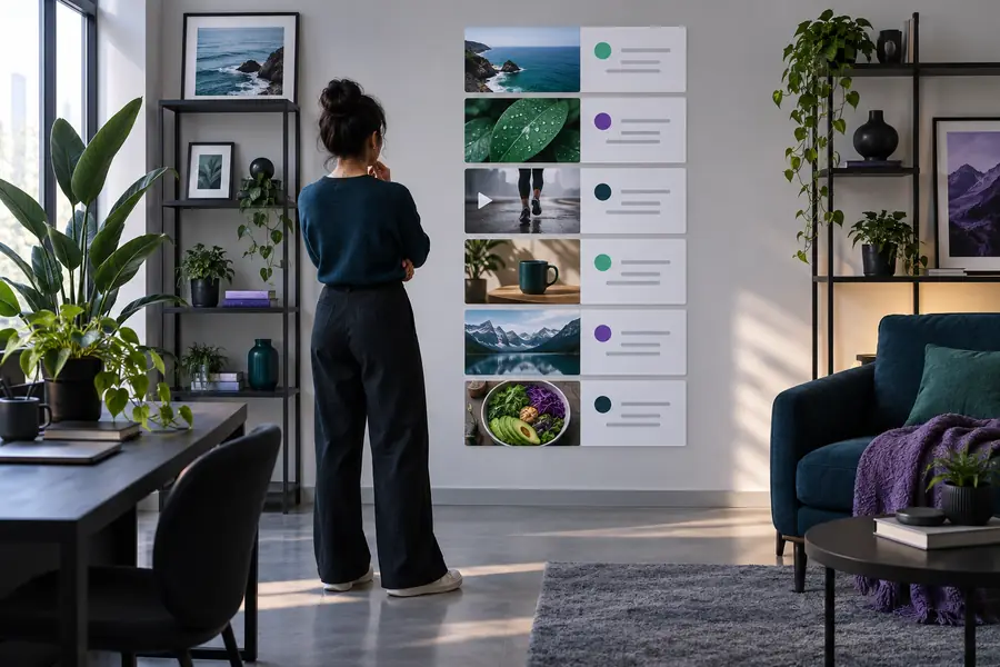 Social content presented as a list of entries